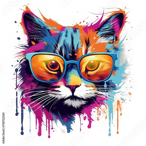 Abstract Colored Cat Muzzle in Eyeglasses - Coloring © Umar