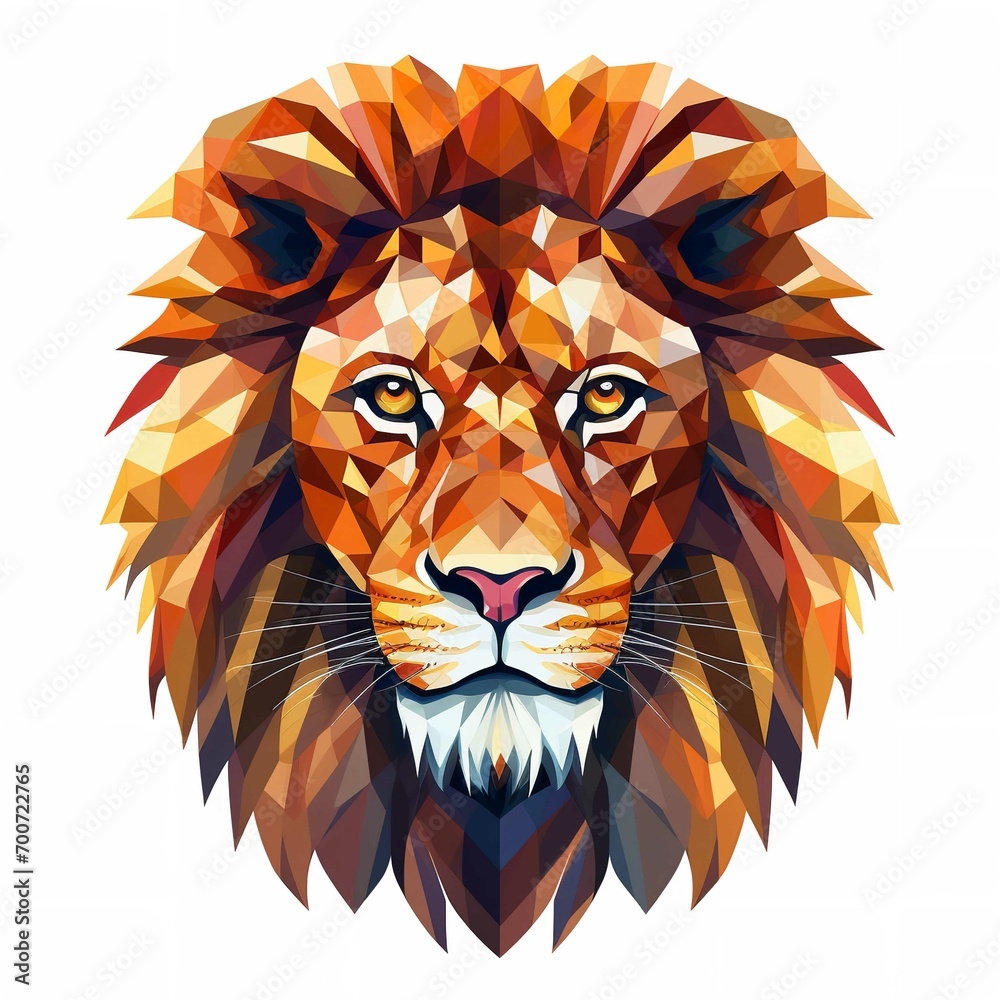 Cartoon Lion Head Front Face Isolated Illustration Cartoon Lion Head Front Face Isolated Illustration