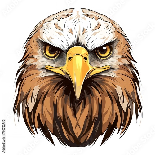 Cartoon Eagle Head Front Face Isolated Illustration