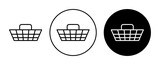 Shopping basket vector icon set. Supermarket grocery purchase basket symbol suitable for apps and websites UI designs.