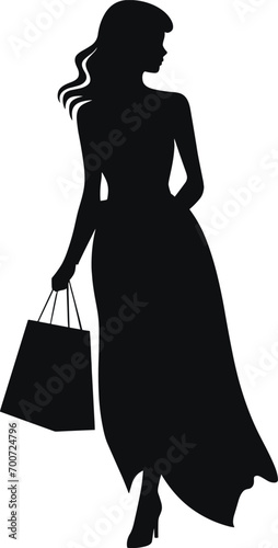 girl with shopping bags. AI generated illustration.