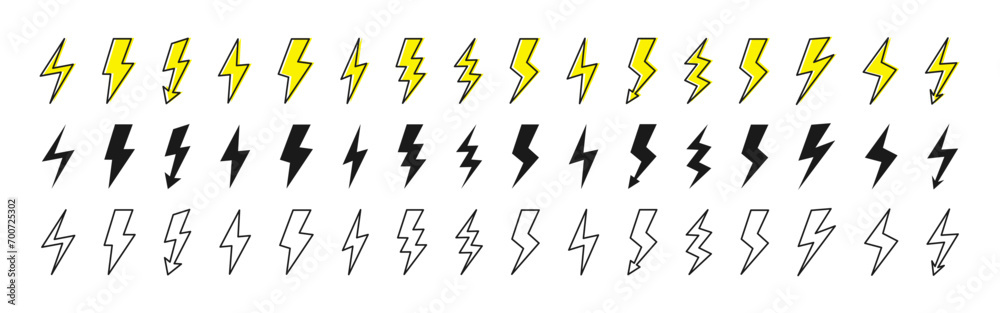 Set of lightning bolt. Electric lightning bolt icons. Vector illustration Set of lightning bolt. Electric lightning bolt icons. Vector illustration