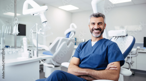Portrait of male dentist in clinic
