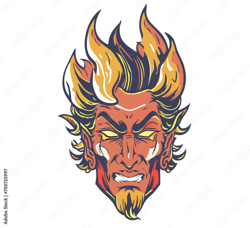 Head Devil with fire vector