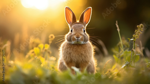 Rabbit in the grass, capturing the essence of wildlife in a natural setting.