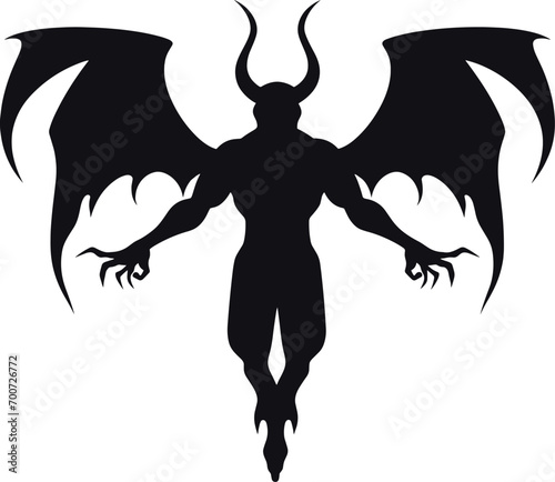 Silhouette of flying evil spirit in vector style collection. Graphic resource about ghost and fantasy. AI generated illustration.