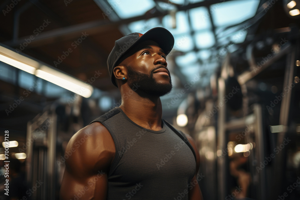 Strength and Determination: Fit Black Man in Gym Strength and Determination: Fit Black Man in Gym