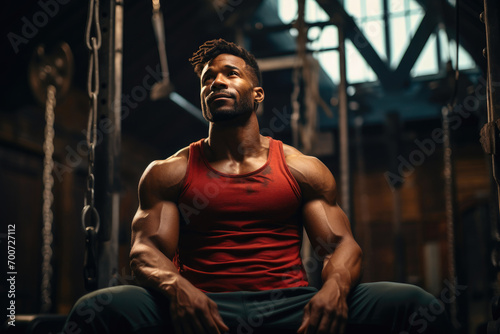 Fitness Journey: Strong African American Man Working Out