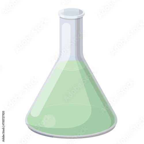 Chemical Lab Flask, Transparent glassware with chemical reagents. Laboratory test tubes