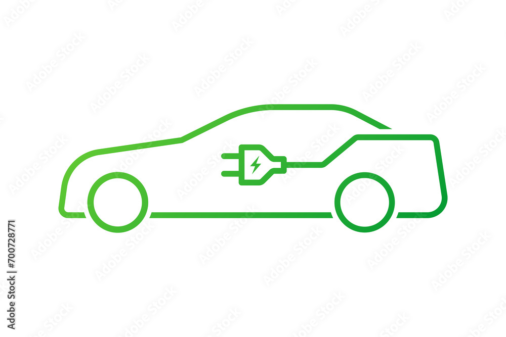 EV car charging icon isolated on transparent background. Eco-friendly vehicle sign.