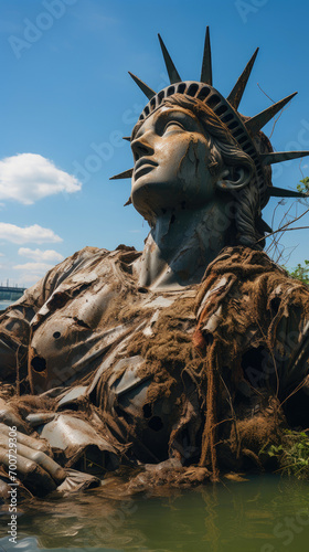 The Crumbled Sentinel: Statue of Liberty in Decay