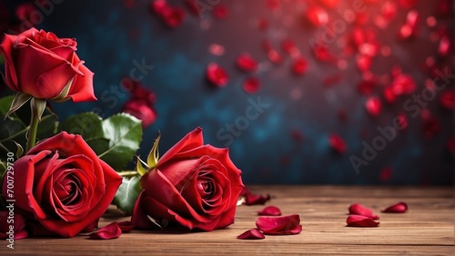 red roses on a wooden table