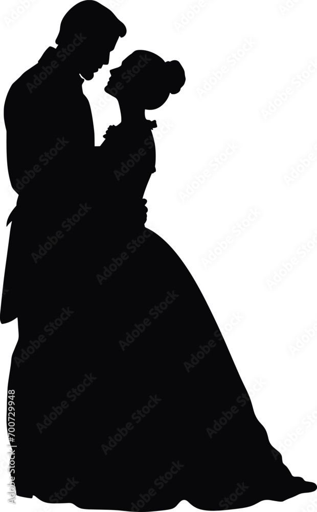 romantic couple silhouette. silhouette of couple at wedding. AI generated illustration.
