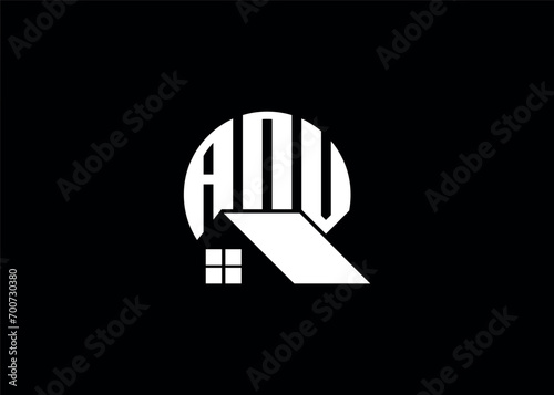 Real Estate Letter ANV Monogram Vector Logo.Home Or Building Shape ANV Logo