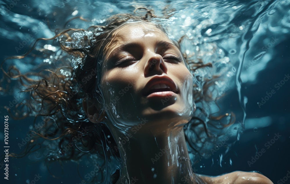 Water splashing on the woman's face