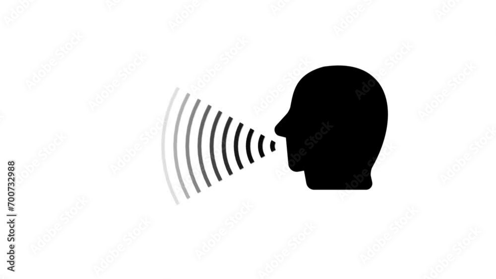 Black color mouth sound animated on white background. Cool linear minimalistic speaking icon animation. person speaking icon. loop animation. Black color mouth sound animated on white background. Cool linear minimalistic speaking icon animation. person speaking icon. loop animation.