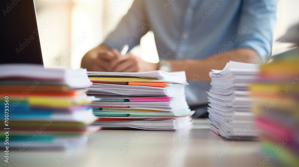 Focused Professional Analyzing Stacks of Documents Focused Professional Analyzing Stacks of Documents
