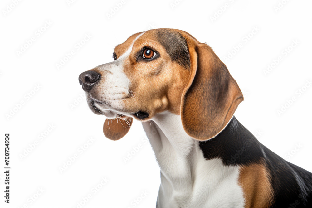 Beagle close-up portrait on a white background. Beagle close-up portrait on a white background.