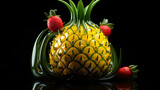 Isolated ananas on the dark background. High quality, Tropical Elegance in Shadows