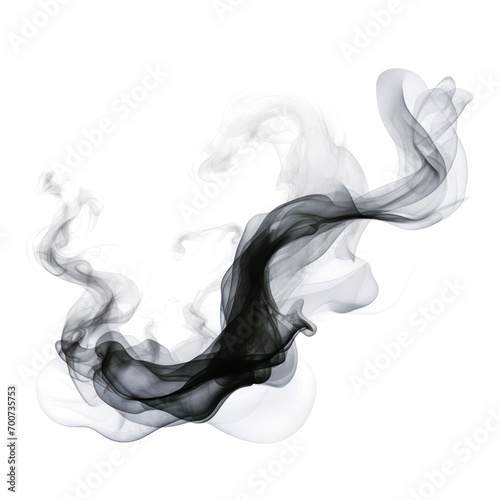 Black smoke on transparent png.