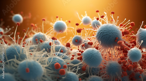 Bacterias. Microorganisms under the microscope. photo