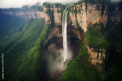 Angel Falls, Venezuela, cascading down a cliff - Views from above, mysterious natural wonders photo
