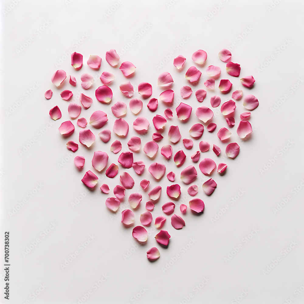 Cœur romantique en pétales de rose pour Saint-Valentin, mariage, symbole d'amour et décoration florale élégante. Cœur romantique en pétales de rose pour Saint-Valentin, mariage, symbole d'amour et décoration florale élégante.