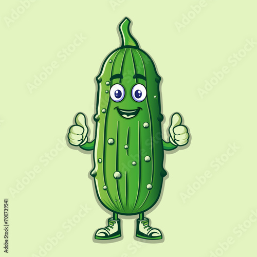 pickel character with like sing hand   vector illustration