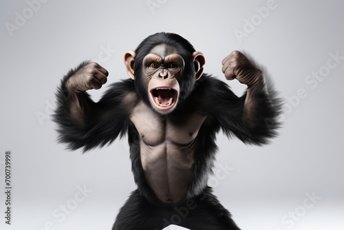Angry monkey showing fists
