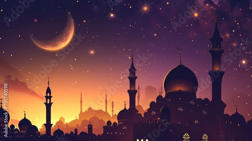 Ramadan kareem islamic greeting card background illustration. © EMRAN