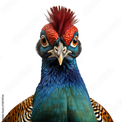 Ringneck pheasant isolated on white or transparent background
