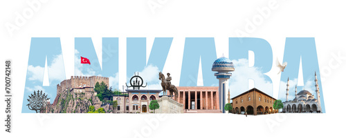 Canvas Print Ankara kolaj çalışması, tarihi mimariler ve gezilecek mekanlar