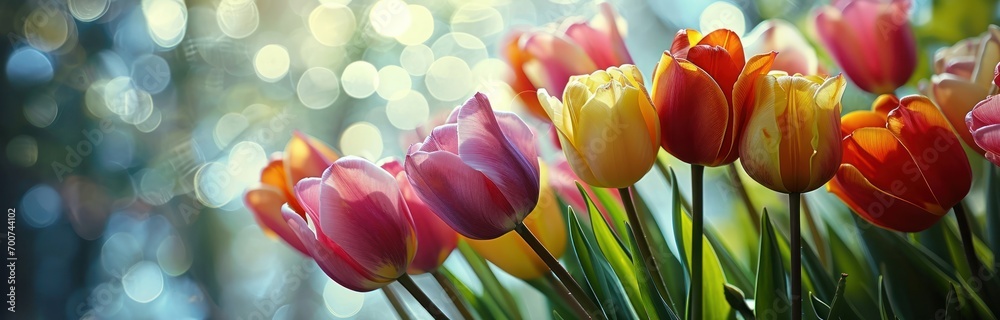 Fototapeta premium a bunch of tulips are placed in an arrangement
