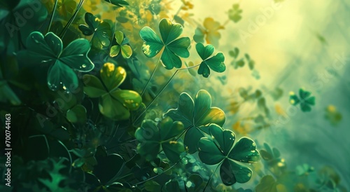 a flower shaped background with some green clovers photo