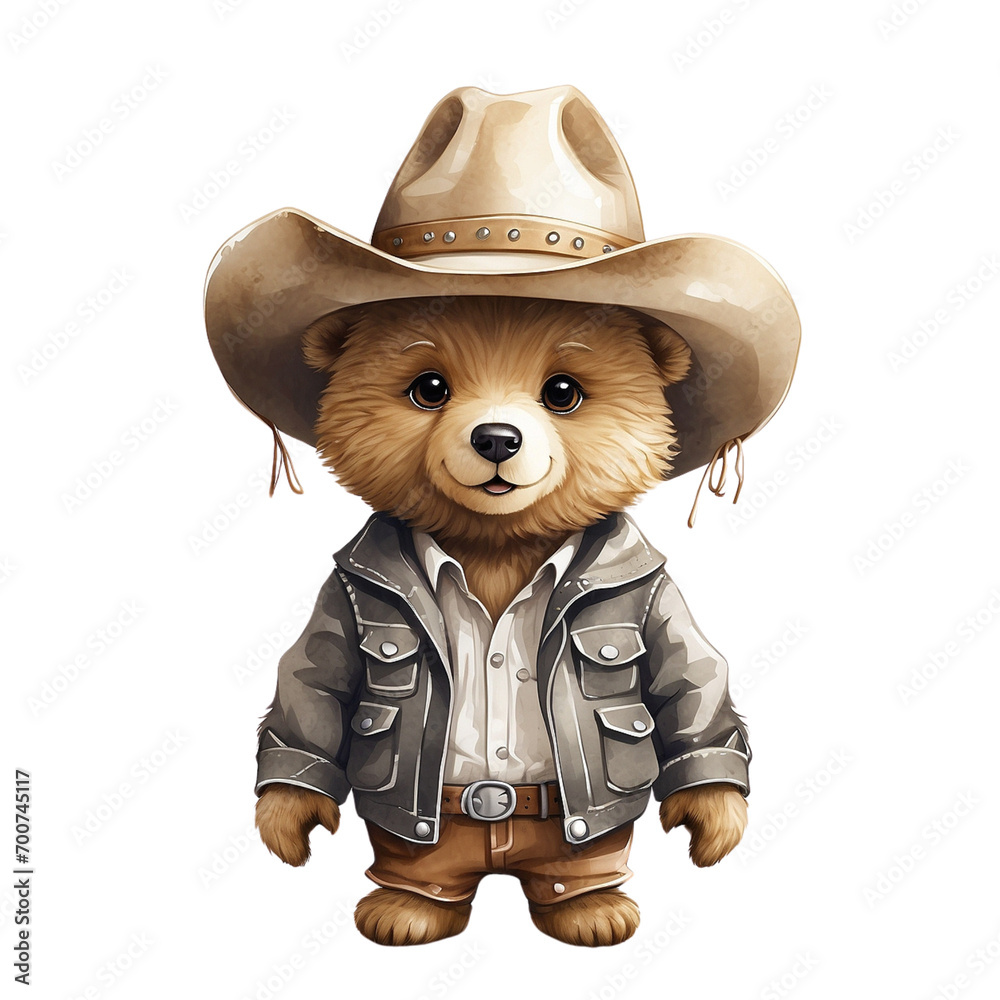Fototapeta premium teddy bear with cowboy hat