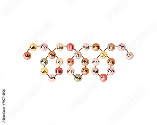 Protein Molecular Model isolated on white background. Scientific Design. Vector Illustration.	