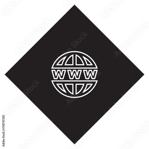 Www icon vector. Website internet logo design. World wide web internet vector icon illustration in rhombus isolated on white background