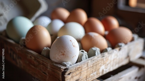 Organic white leghorn egg from free range farm photo