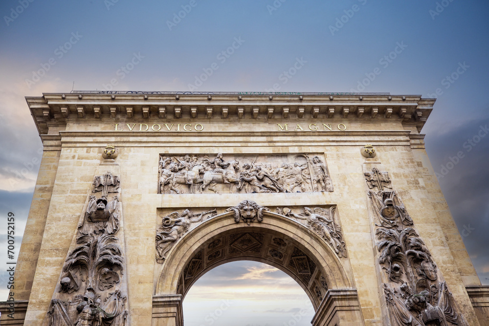 Arch of Triumph, Champs-Elysees at sunset in Paris