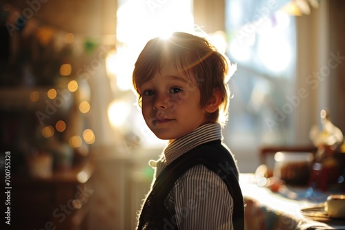 boy is standing in front of party at home
