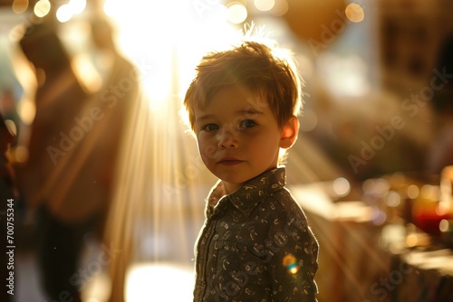 boy is standing in front of party at home