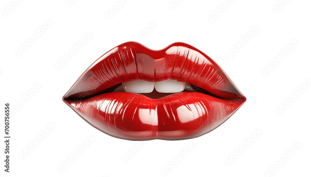 Beautiful female lips. Red glossy lips on transparent background. Beautiful female lips. Red glossy lips on transparent background.