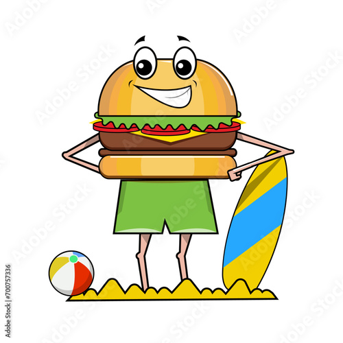 Burger chilling on beach Illustration