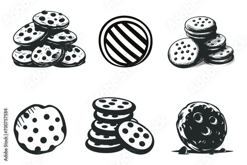 Cookie Traditional chocolate chip cookies, Bakery sign and symbol.  biscuit, cracker, Vector illustration.