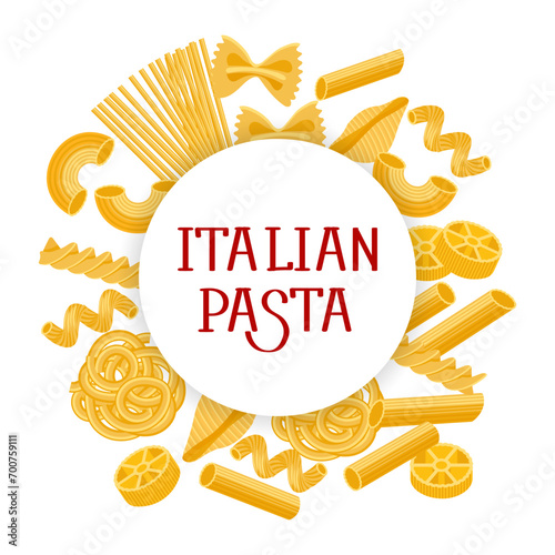 Italian pasta set. Various types of Italian pasta. Italian cuisine, banner, restaurant menu. Vector