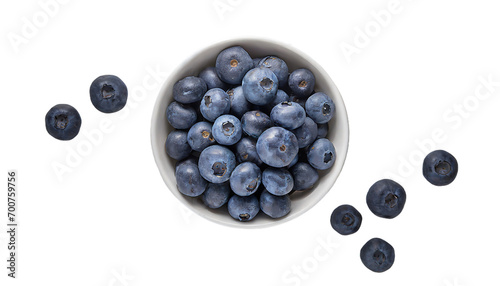 Blueberries in a bowl isolated on transparent background. © shabbir