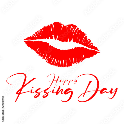 Happy kissing day lettering design with lips vector illustration.