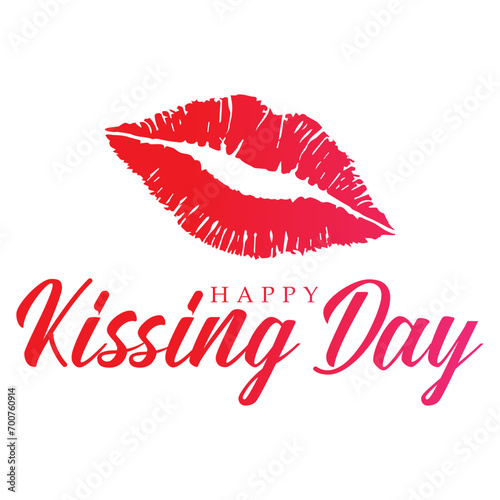 Happy kissing day lettering design with lips vector illustration.