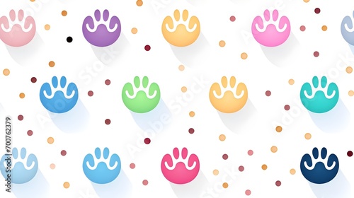 a playful pattern of colorful paw prints from both dogs and cats, creating a whimsical and charming composition, Abstract Texture - Generative AI 