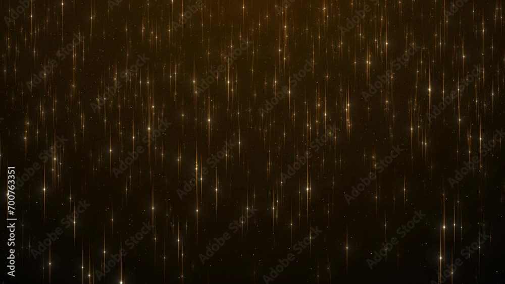 4K Abstract motion background shining gold particles. Shimmering Glittering Particles award, music, wedding, anniversary, party and presentation backdrops, corporate., 2024, 2025. loop video animation